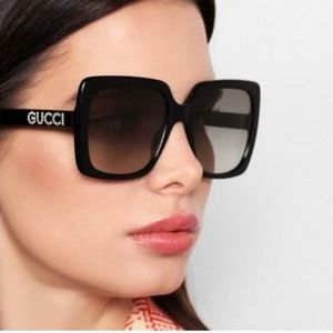 Oversized Gucci Crystal Logo Sunglasses